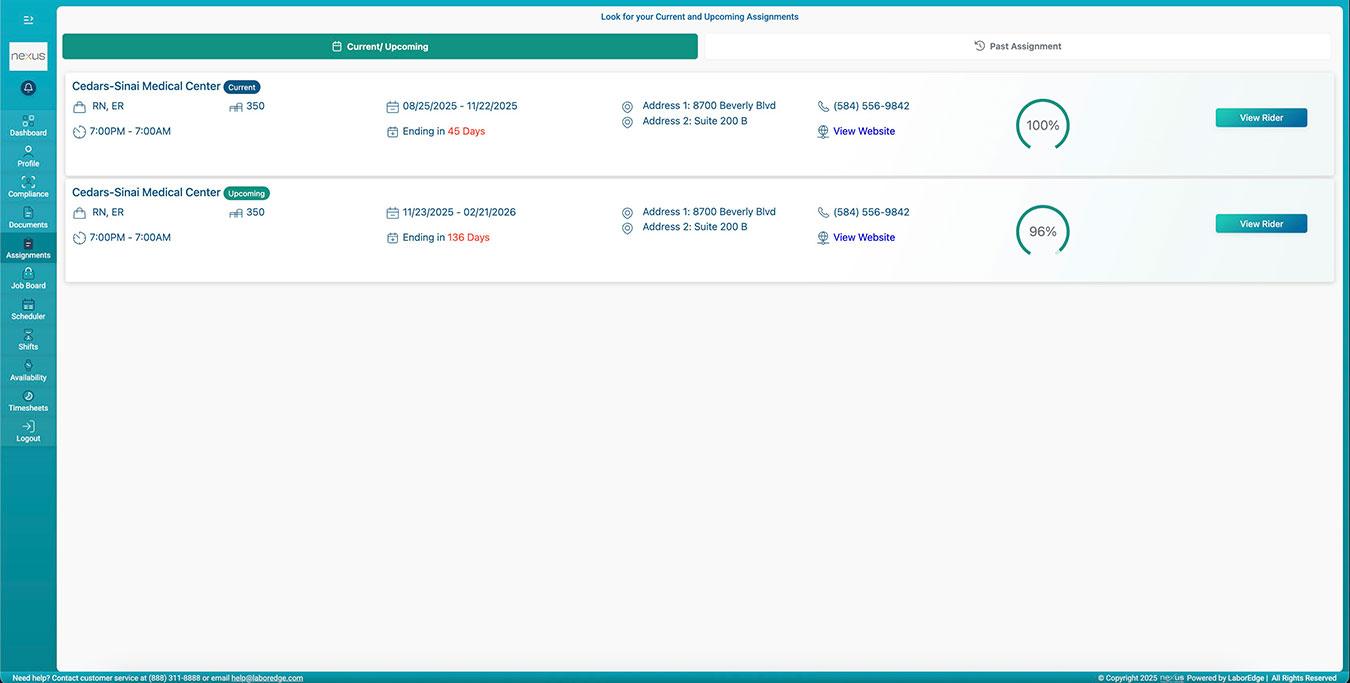 Healthcare VMS Candidate Portal Assignments