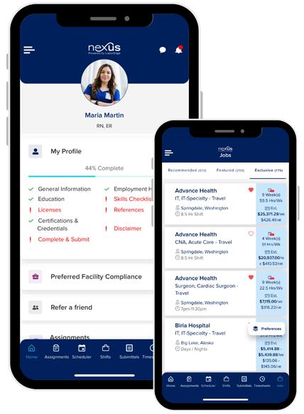 NexusMobile  App for Contingent Healthcare Staffing