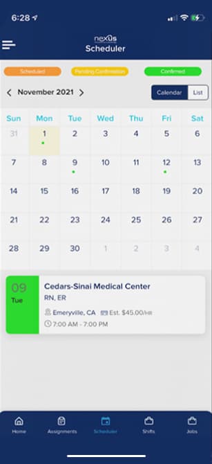 Nexus Mobile App Scheduler