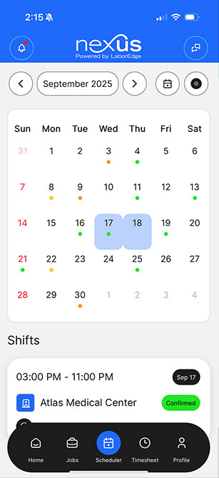 Nexus Mobile App Shift Management
